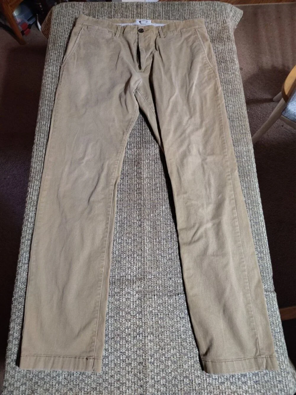 Men's Mens GOOD FELLOW 34 x 32 Tan Straight Khaki Pants Cotton Stretch